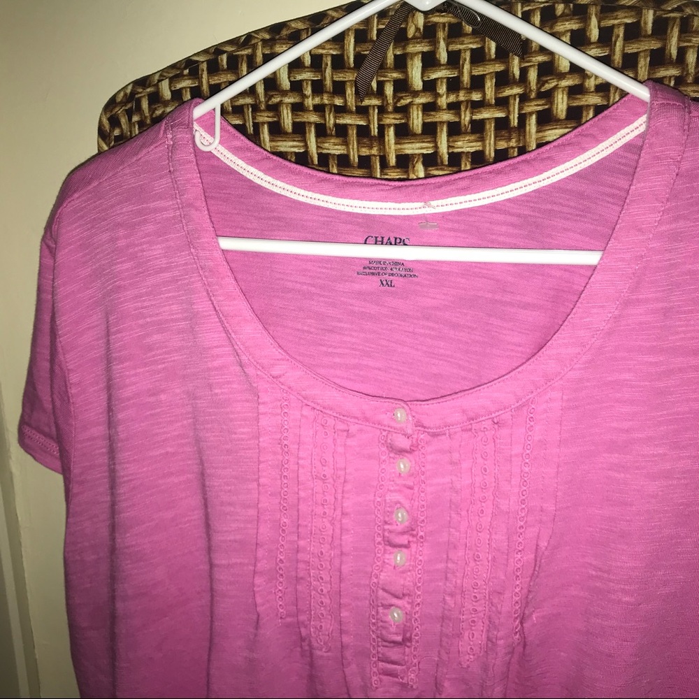 Pink CHAPS button down soft short sleeve tee  XXL